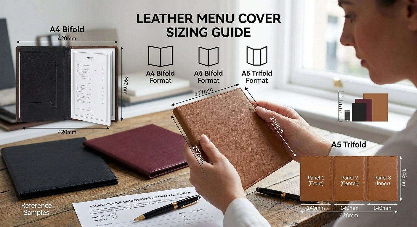 Hero Image: Leather Menu Covers Size Guide