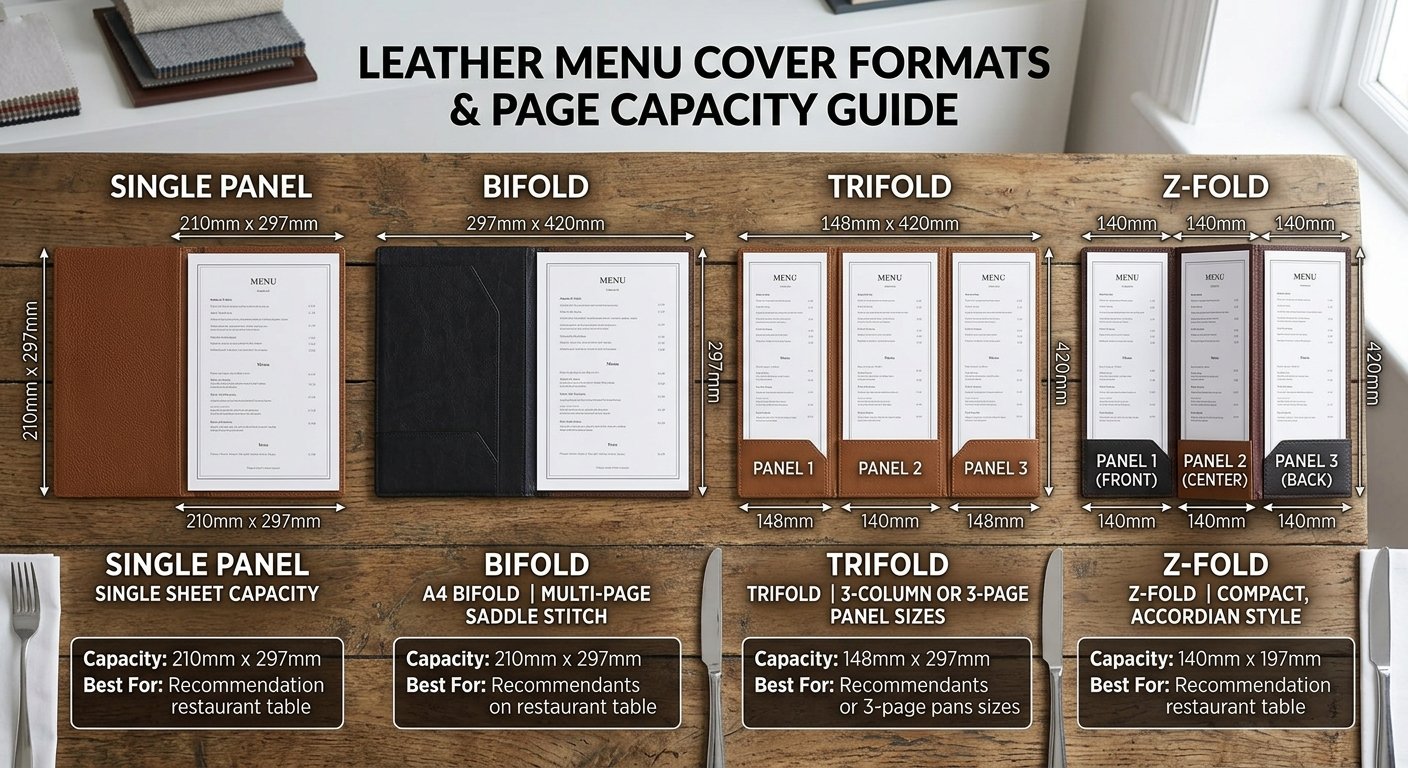 Menu Cover Formats: Single, Bifold, Trifold, Z-Fold