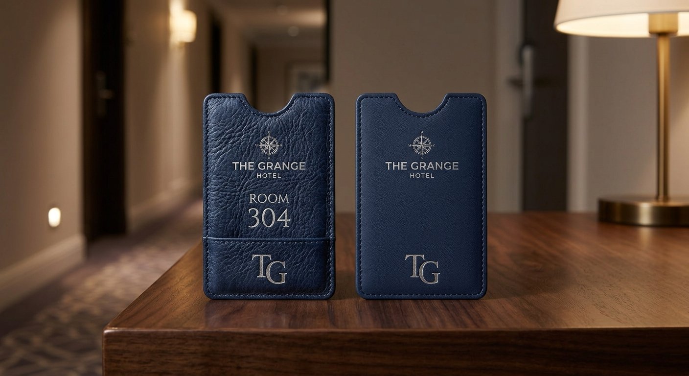 Leather Key Card Holder and Service Guide