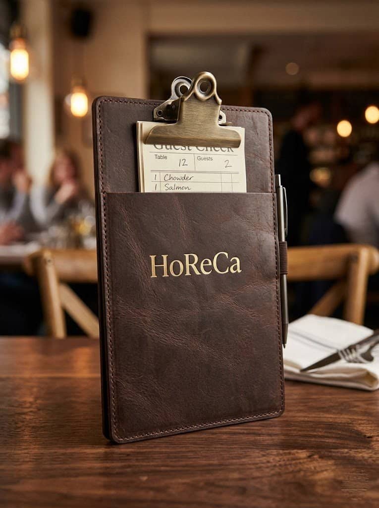 Dark brown leather server clipboard
