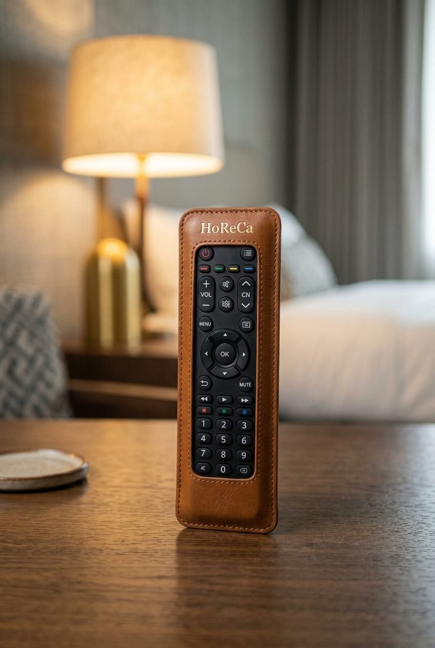 Tan brown leather TV remote control cover